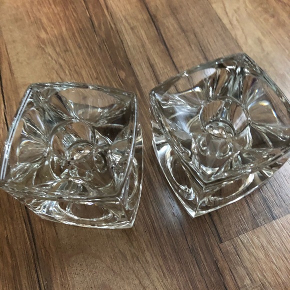 Square Crystal candle holder (2) 3” tall - Picture 4 of 6